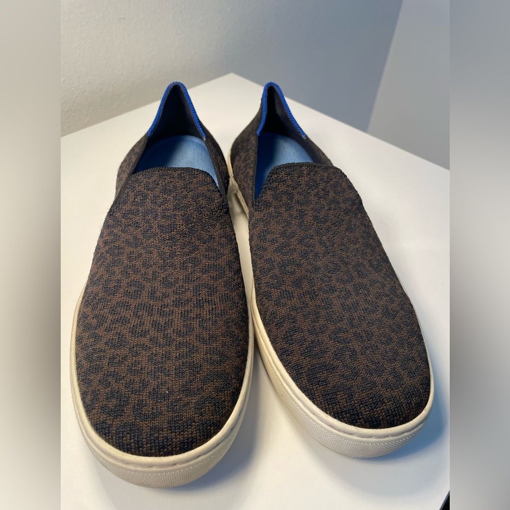Rothys The Original Slip On Espresso Spot Animal Print Sneaker Womens Size 9